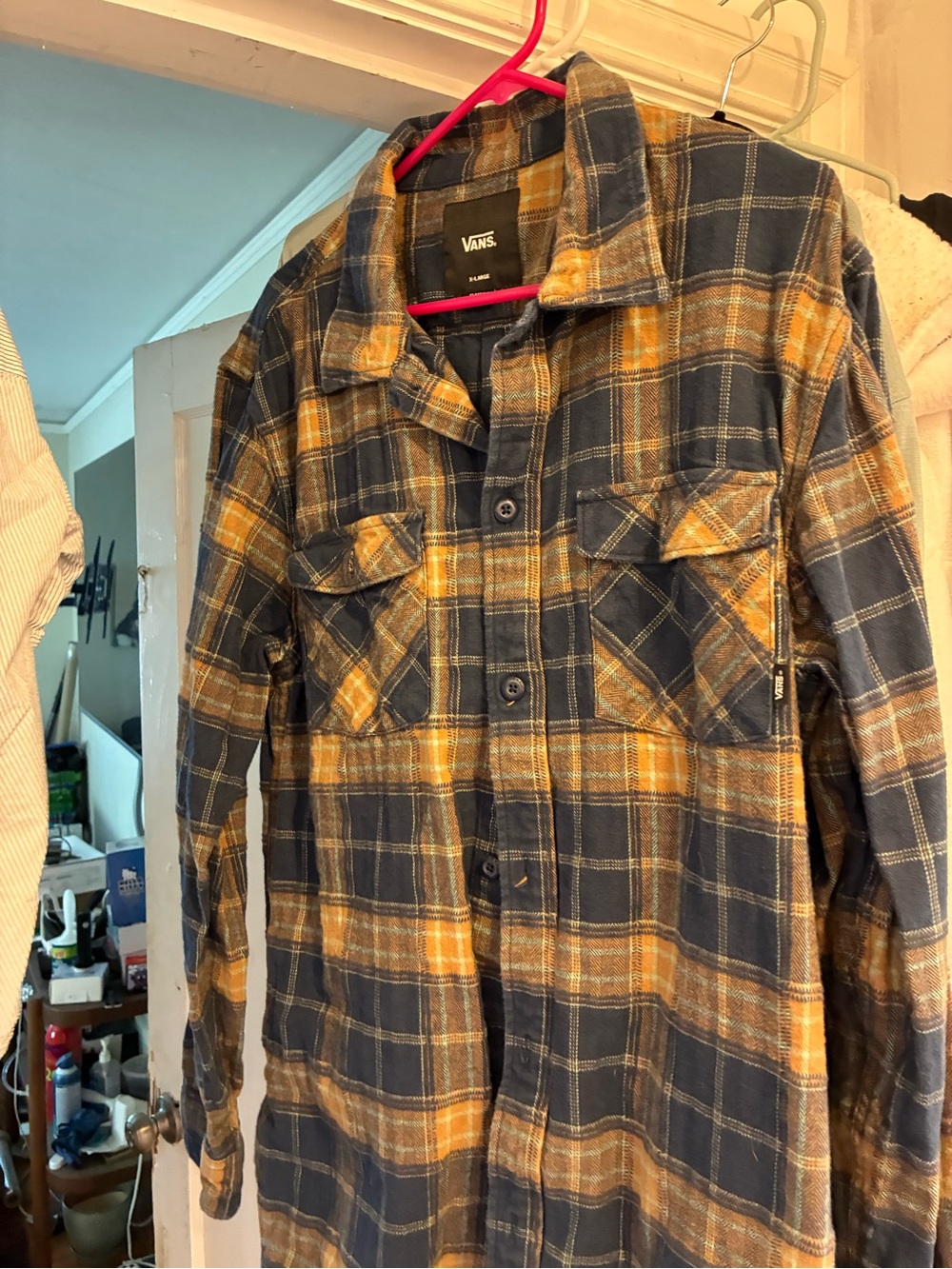 Vans Navy & Mustard Plaid Flannel Shirt Jacket